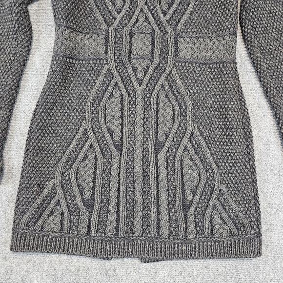 Inis Crafts Womens Celtic Highland Cardigan Sweater L Merino Wool Cable Ireland - Picture 11 of 16
